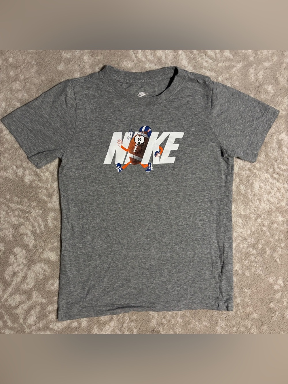 Nike Kids T-Shirt Grey with Sport Football Character - Size Small